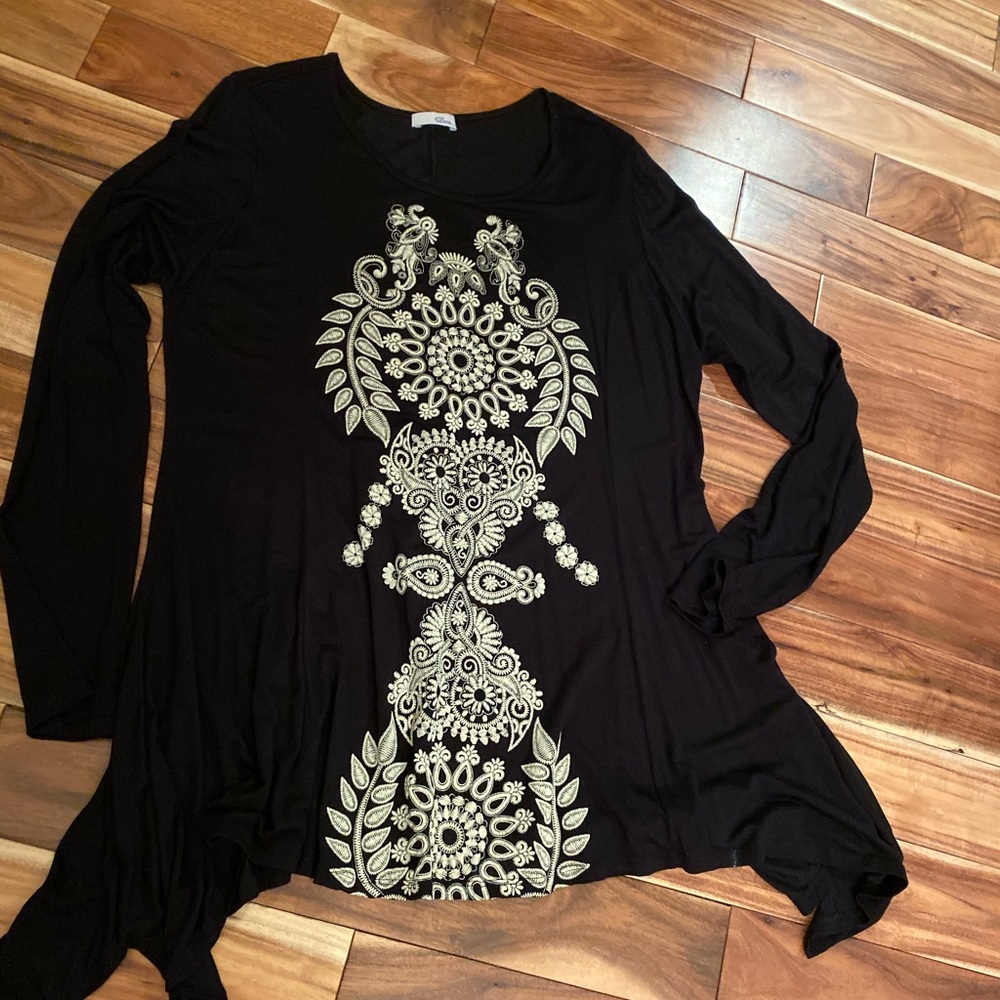 Black embroidered swing tunic.  BN